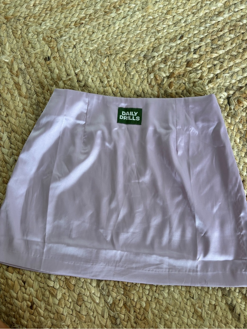 Daily Drills Pastel Lilac Satin Mini Skirt